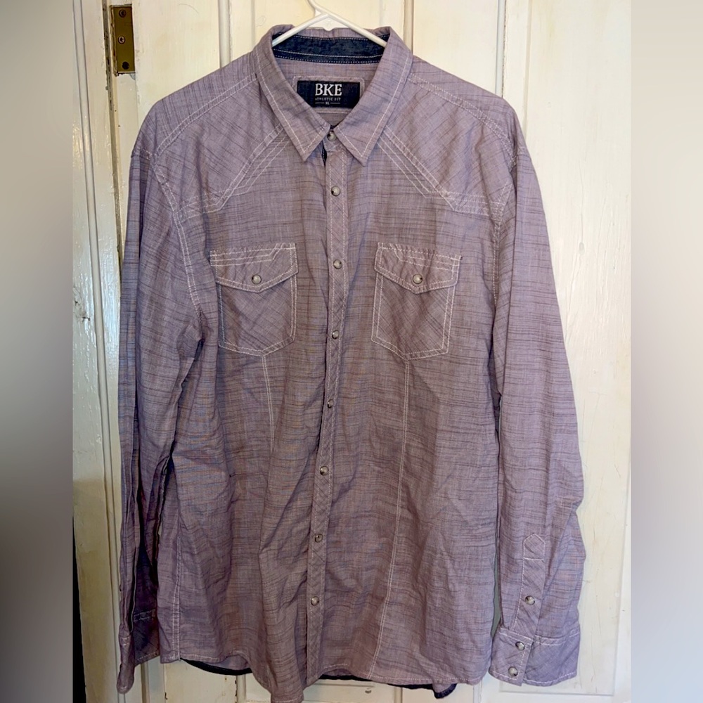 BKE Buckle Black Label Shirt XL Pearl Snap Men's Western Yoke Athletic Fit